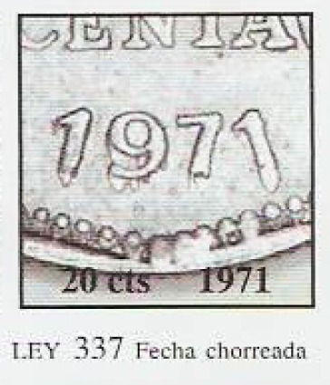Moneda Argentina 20 Centavos 1971 Fecha Chorreada Error Cata
