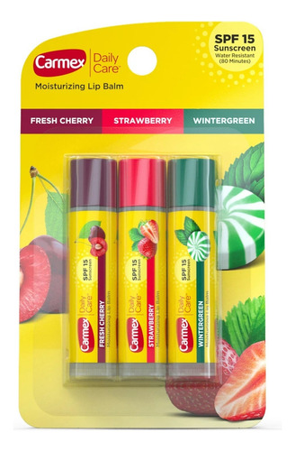 Bálsamo labial Carmex pack 3 cereza fresa menta Fps 15