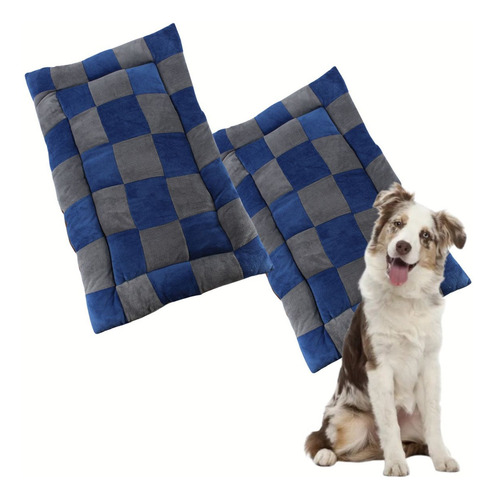 Kit 2 Colchonete Colchão Pet Caminha Tapete Lavável 100x60 Cor Azul