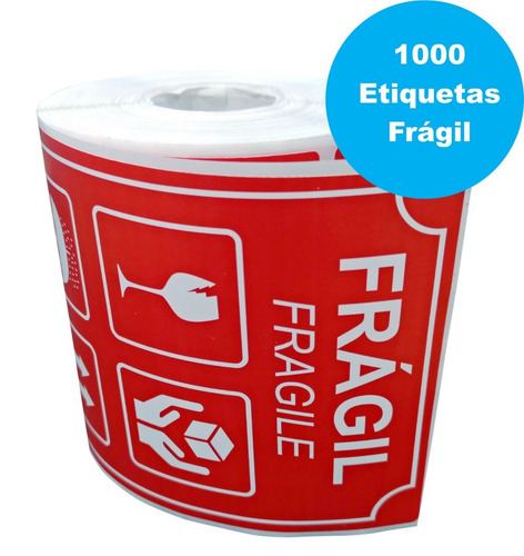 Imagem 4 de 7 de 1000 Etiqueta Fragil 9,5x15 Cm Auto Colante