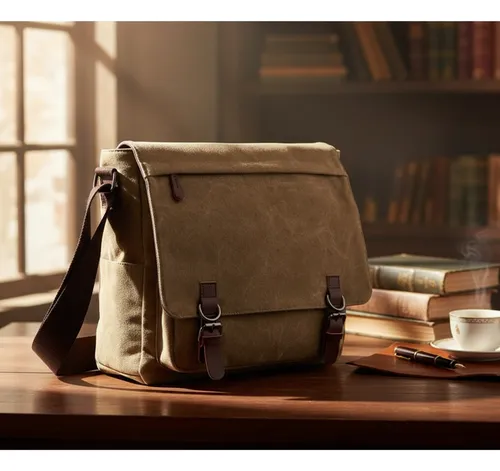 Bolsa Transversal Carteiro Pasta Para Notebook Lona Resistente Multifuncional Zafin Cor Marrom