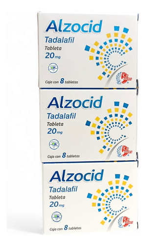 3 Cajas De Alzocid Tadalafil 20mg Caja C/8 Tabletas Collins