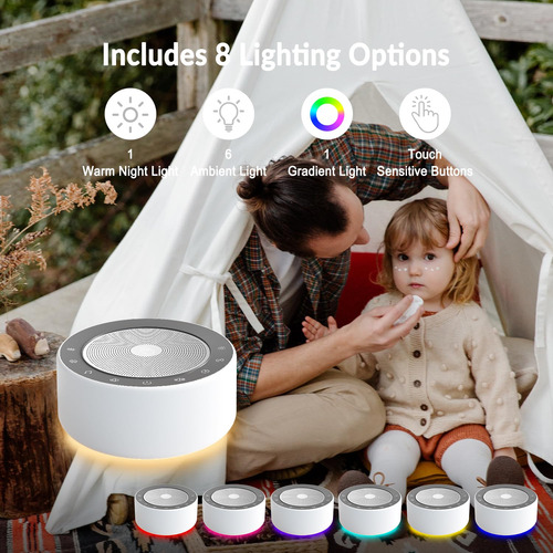 Máquina De Sonido White Noise Kipcush Con Lámpara Y Luz De G