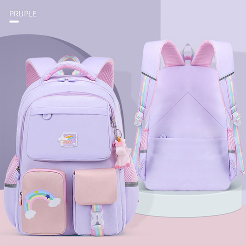 Mochila Escolar Coreana Con Estampado De Arcoíris Para Mujer