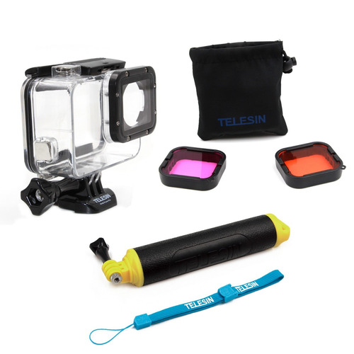 Kit Gopro Carcasa Buceo + Filtros+ Bastón Flotador  H5 6 7