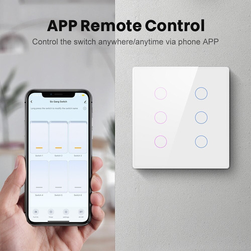 Interruptor Bluetooth Inteligente Wifi Avatto 6 Teclas Negro