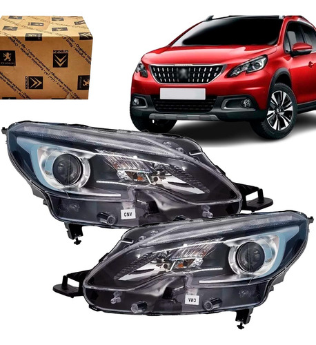 Par Farol Peugeot 2008 2015 16 Á 2024 Máscara Negra Original