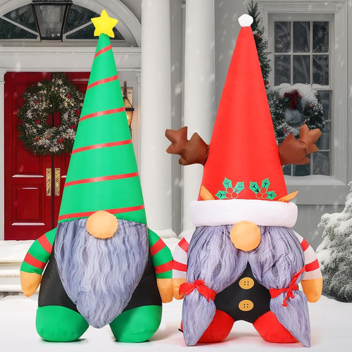 Decoracion Inflable De Navidad Para Exteriores Par De Gnomos