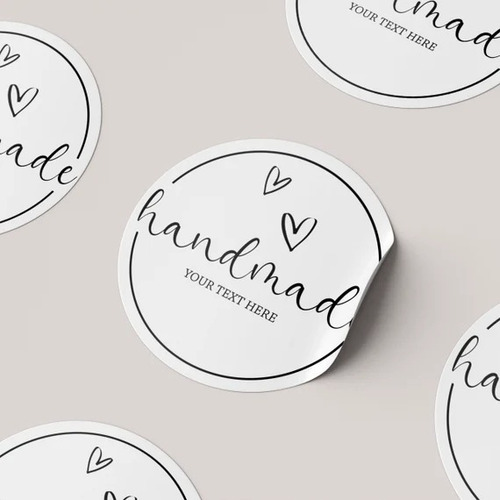 Etiquetas Calcomanías Vinil Personalizadas 4cm 150pz Circulo Blanco A Elegir