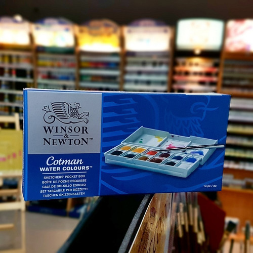 Estojo Aquarela Cotman 12 Half Pan + Pincel Winsor Newton