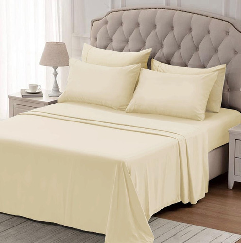 Juego de sábanas Linea Blancaok Hotelera Onix color beige con diseño lisa para colchón de 200cm x 140cm x 30cm