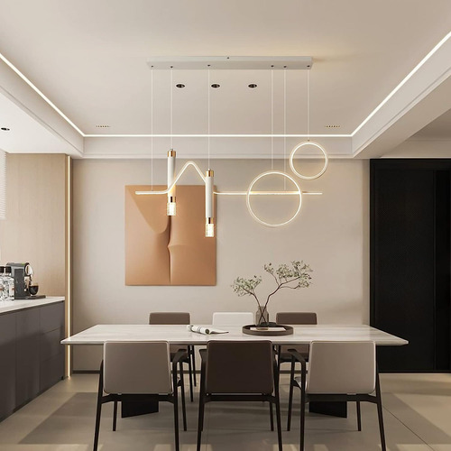 Lámpara Colgante Moderna De Onda Lineal Led 45W Regulable Blanco