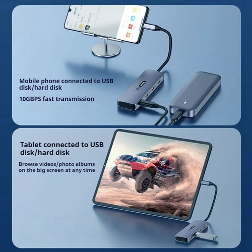 4 Usb C Hub, Divisor Usb C De Alta Velocidade De 10 Gbps Par