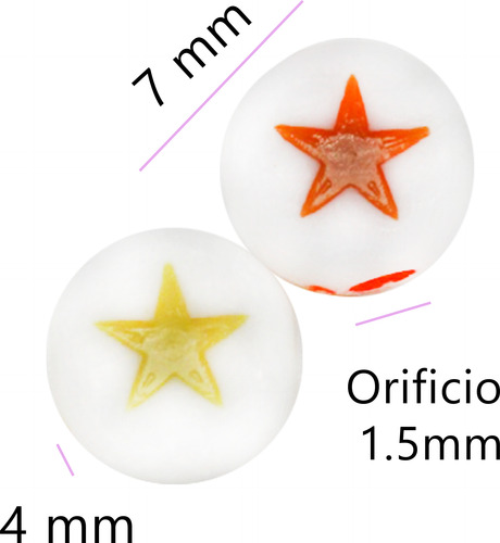 Cuenta Corazon Numero 100g/750p Pulseras Bisutería Collares Estrella Blancoc 750pz 7 Mm 4 Mm
