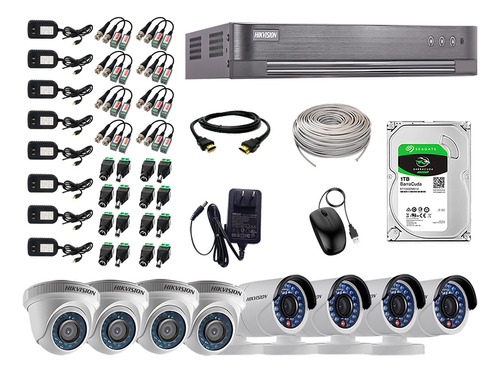 Kit Completo 8 Camaras Full Hd 1080p Hikvision Disco 1tb P2p