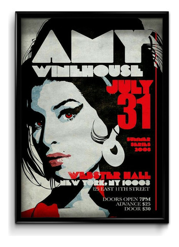 Cuadro Amy Winehouse Poster Ny 30x40 (marco+lámina+vidrio)