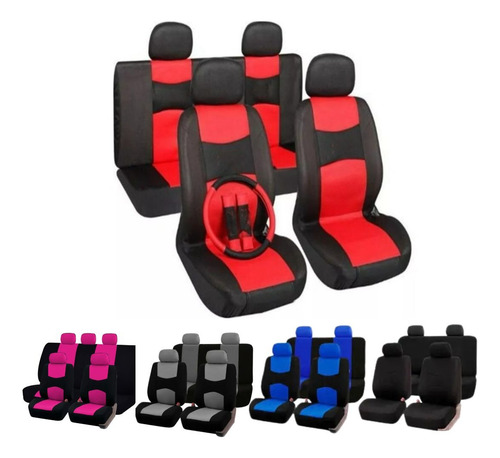 Set 12pcs Cubre Asiento Ecocuero Volante Cinturón Palanca