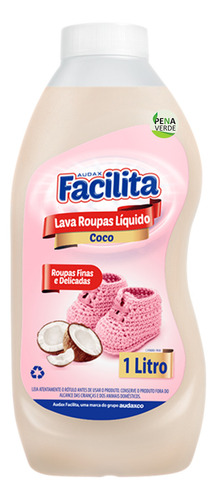 Lava Roupas Sabão Líquido Coco Facilita 1l P/ Roupas De Bebe