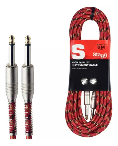Cable Stagg Plug A Plug Mallado De Tela - 6 Metros