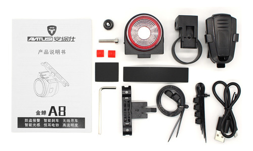 Luz Trasera De Alarma D/bicicleta Antirrobo A Control Remoto