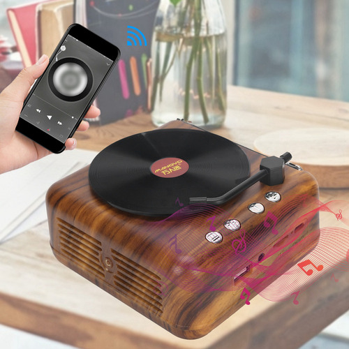 Q Mini Reprodutor De Discos De Vinil Retrô, Alto-falante