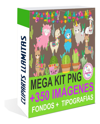 Llamas Mega Kit Clipart Imprimible Fondos Tipografia Png