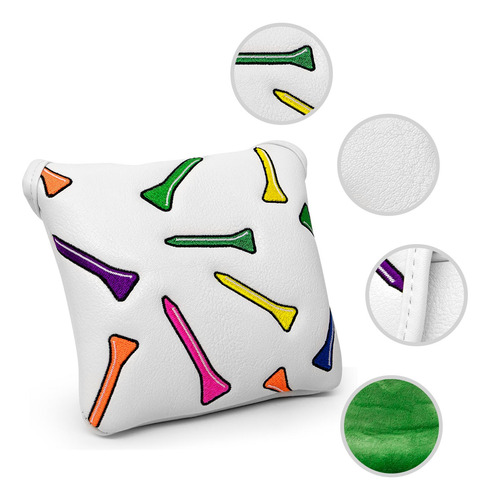 Cuero Golf Mallet Putter Talla Única Cuadrado 12,5x12cm