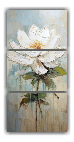 30x60cm Loto Blanco En Lienzo - Arte Decorativo Flores