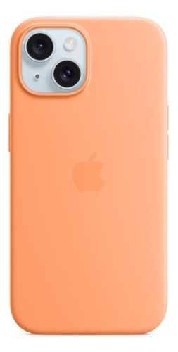 Capa Apple Magsafe Para iPhone 15, Silicone, Laranja-verão