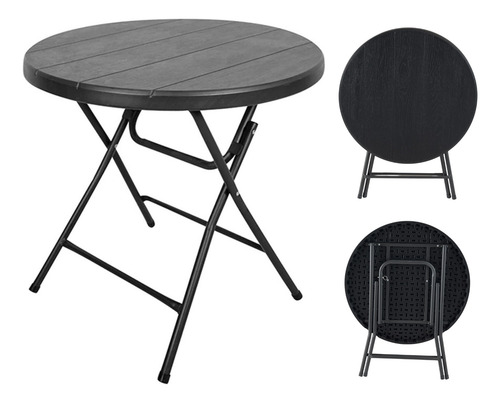 Mesa Redonda Exterior Multiuso Pack 2 Pz Negro Blanco 80cm