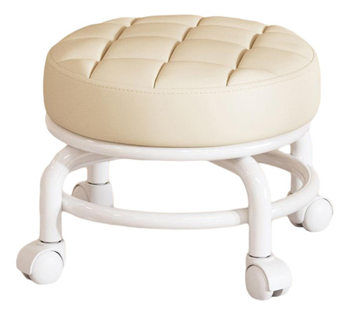 Taburete Bajo Con Asiento Y Ruedas, Taburete Para Beige