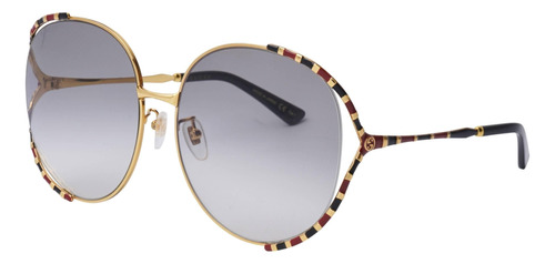 Gucci Gg0595s 006 Square Gold With Red And Black Grey