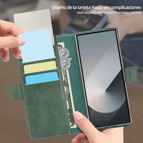 Funda De Piel Con Ranura Para Tarjetas Y Tapa Para Samsung Fold 5 6