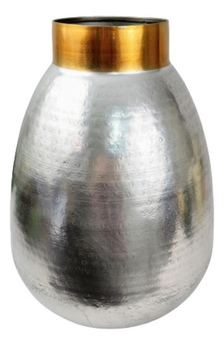 Vaso Decorativo Metal 41x29x29cm Prata Dourado Decoracao G