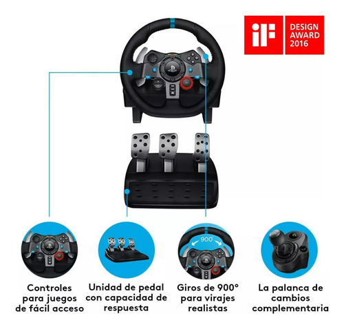 Volante Logitech G29 Driving Force + Pedales Para Ps/pc Negro