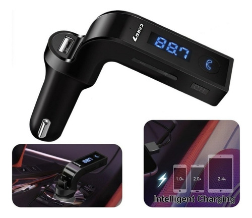Transmissor Mp3 Carg7 Bluetooth Carregador Veicular Com Fm Cor Preto