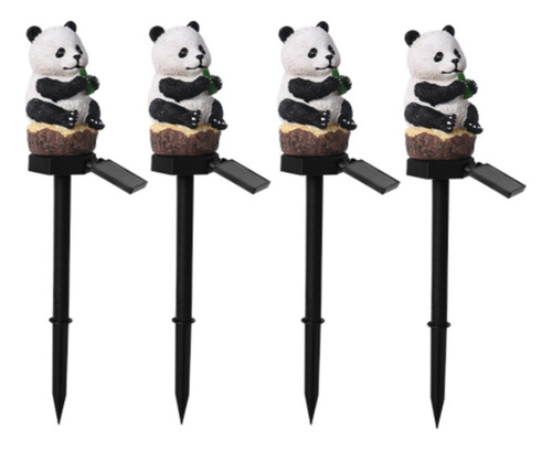Panda Solar De Resina Impermeable Para Exteriores, 4 Piezas