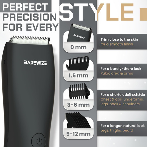 Body Hair & Pubic Hair Trimmer Barewize Waterproof Usb-c