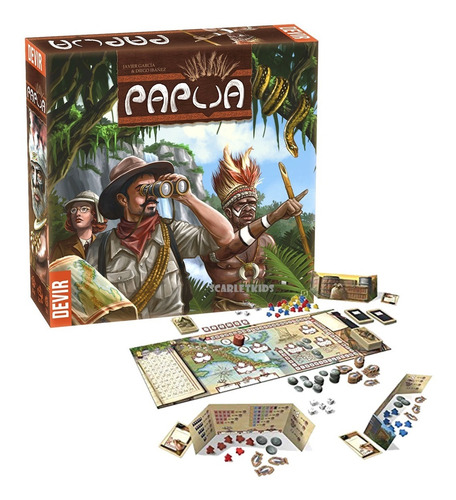 Imagen 2 de 6 de Papua Devir Español Juego De Mesa Scarlet Kids