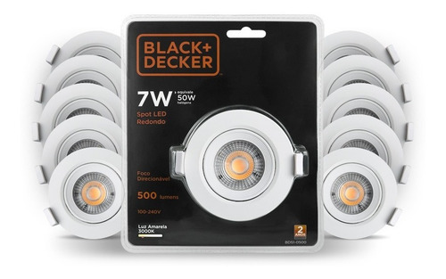 Kit 20 Spot Led 7w Amarela Redondo - Black + Decker