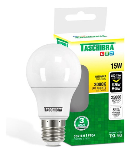 Lampada Led Bulbo Taschibra 15w 3000k  11080395