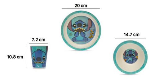 Vajilla De Fibra Ee Bambú Infantil Stitch 5 Piezas Azul Stitch