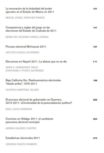 Los Estados En 2011: Elecciones Locales Y Sucesión Pres.