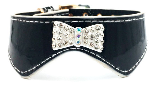 Collar Perro Gato Raza Pequeña Eco Cuero Cinta Diamantes 