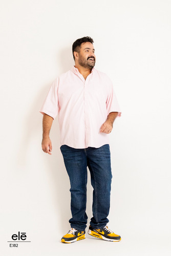 Camisa Caballero Ele Tallas Extras Liso Rosa E.182