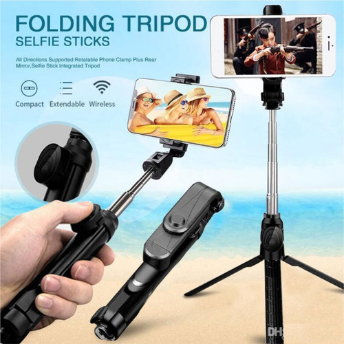Imagem 3 de 3 de Stick P/ Selfies Leve Xt09 C/ Botão Obturador S/ Fio Tripé