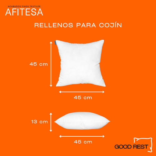 Relleno Para Cojín Good Rest Microfibra Lavable 45x45 4 Pack