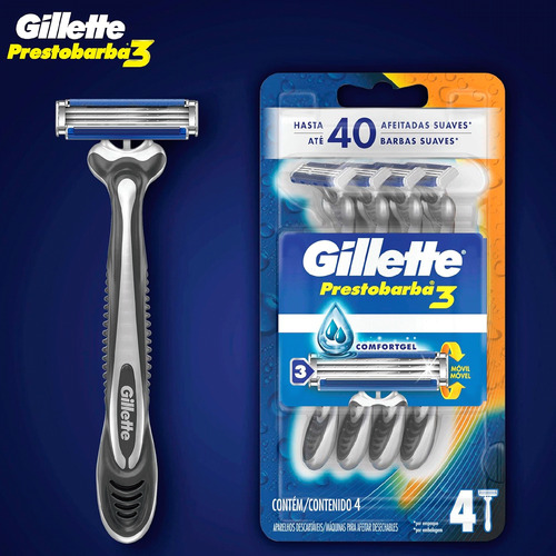 Afeitadora Prestobarba Gillette 3 Masculino 4unds