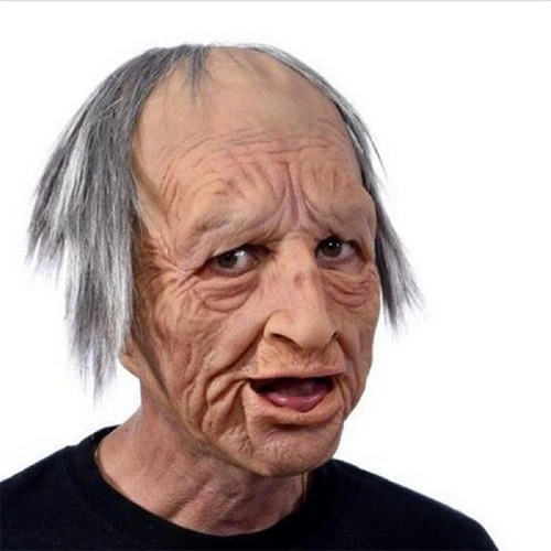 Shaoke Halloween Scary Grandpa Human Face Mask
