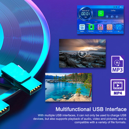 Auto Carplay Android Auto Bt Mp5 5 Usb De Un Solo Din